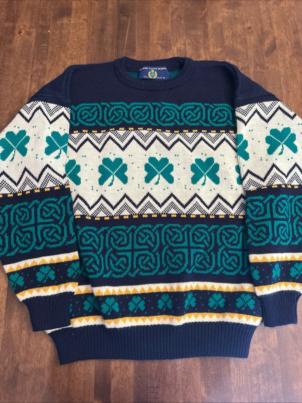 Vtg Blarney Castle Designs Ireland Size M Shamrocks Irish Celtic St Patricks